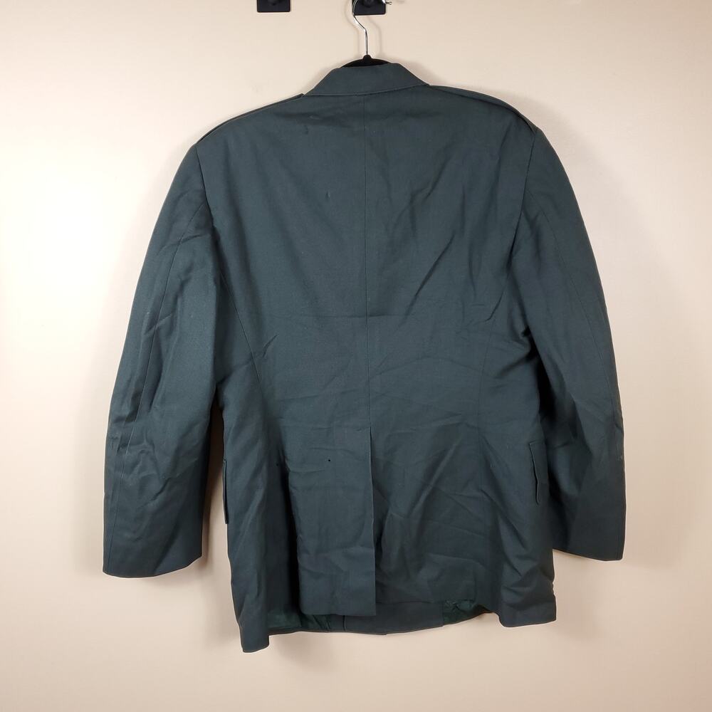 Vintage Army Green Service Coat Blazer Gold Tone Hardware Wool 42R - Picture 6 of 12